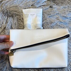 Diptyque White Cosmetic Bag with Black Zipper